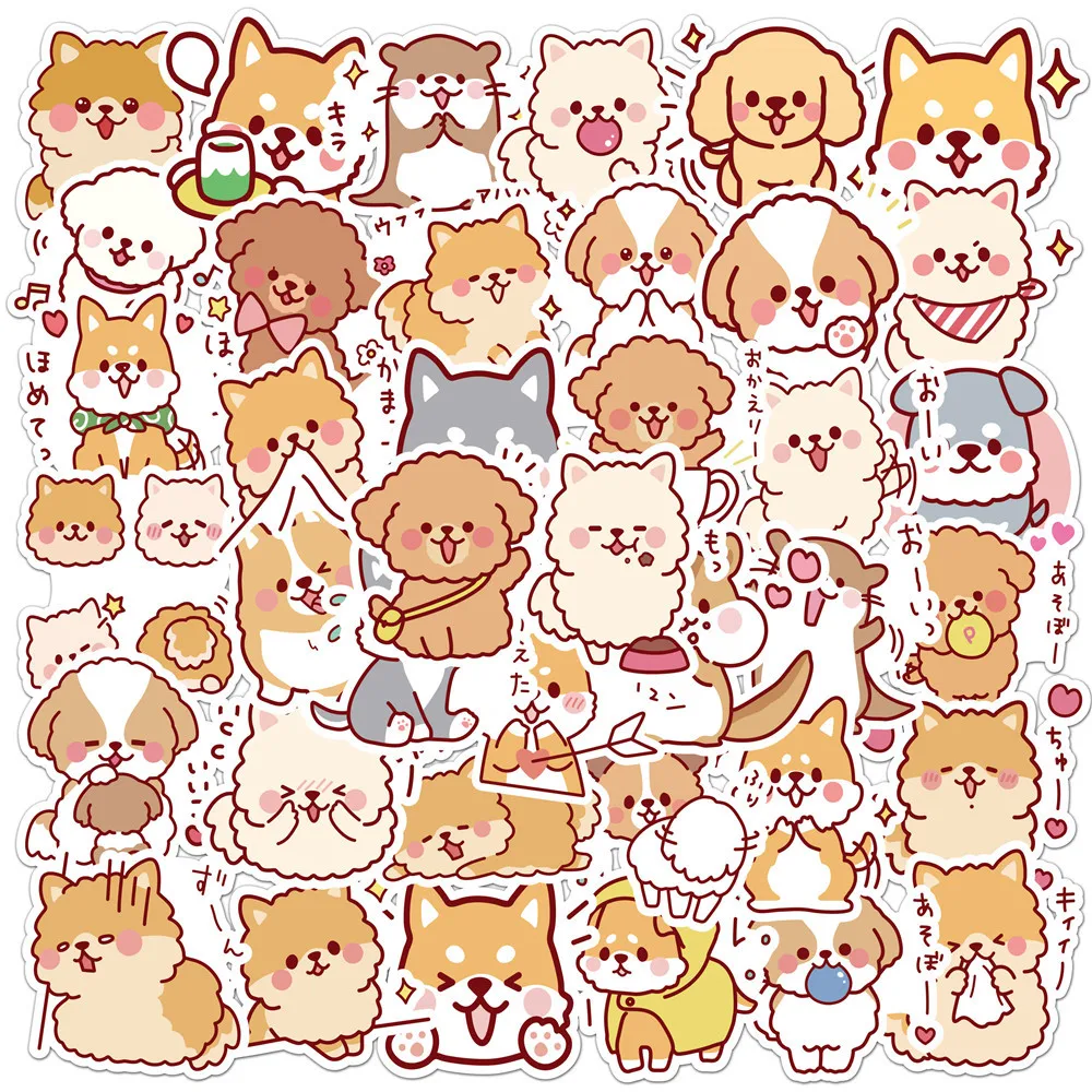 10/30/50PCS Cartoon Cute Pet Dog Shiba Inu Hand Account Material Notebook Decoration Sticker for Suitcase Reward Toy Wholesale