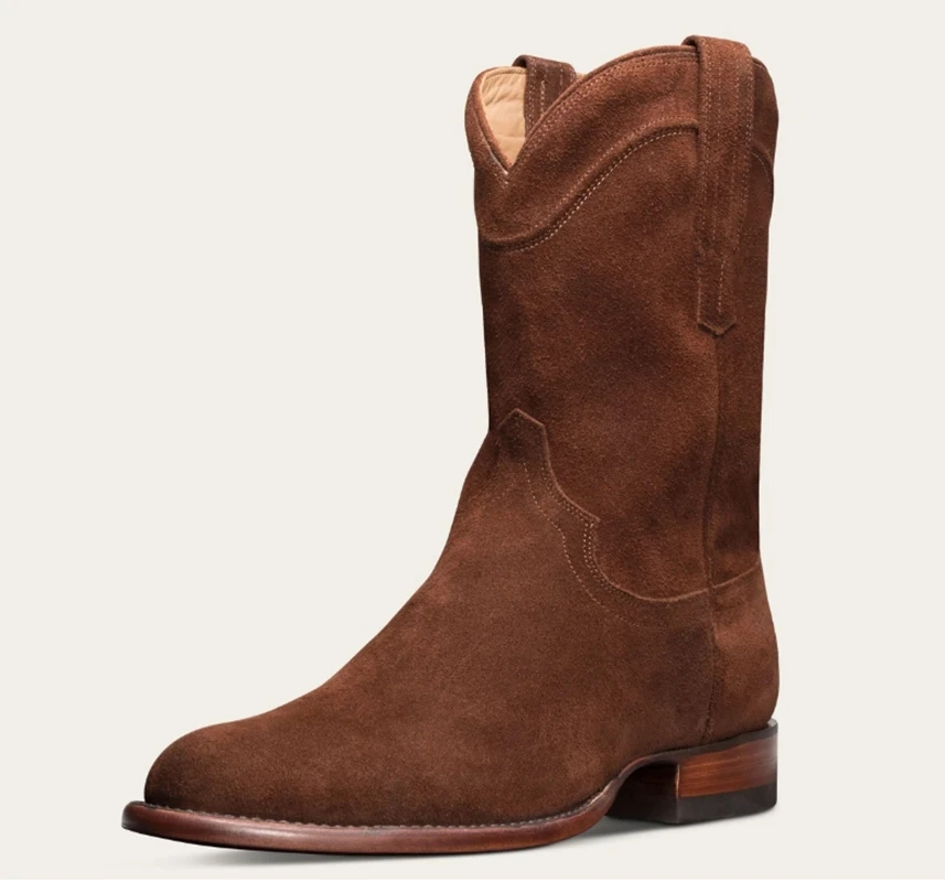 Men Chelsea Boots Simple Suede Medium Platform Autumn Winter Cowboy Size 38 48