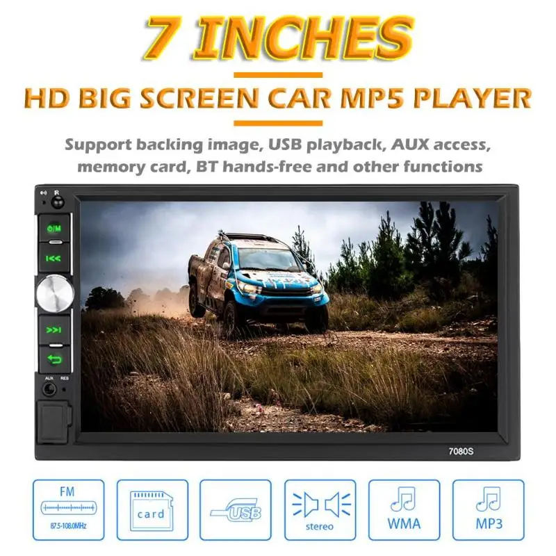 7080S 7 дюймов 2 DIN сенсорный экран автомобиля в тире стерео Bluetooth 4,0 Зеркало Ссылка FM радио MP5 мультимедийный плеер головное устройство Универсальный