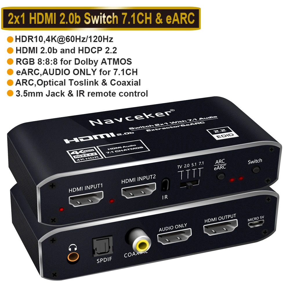 2020 Best ARC HDMI 2.0 Audio Extractor 4K 120Hz RGB8:8:8 HDR HDMI Splitter Audio Converter 4K HDMI to Optical TOSLINK SPDIF 7.1 