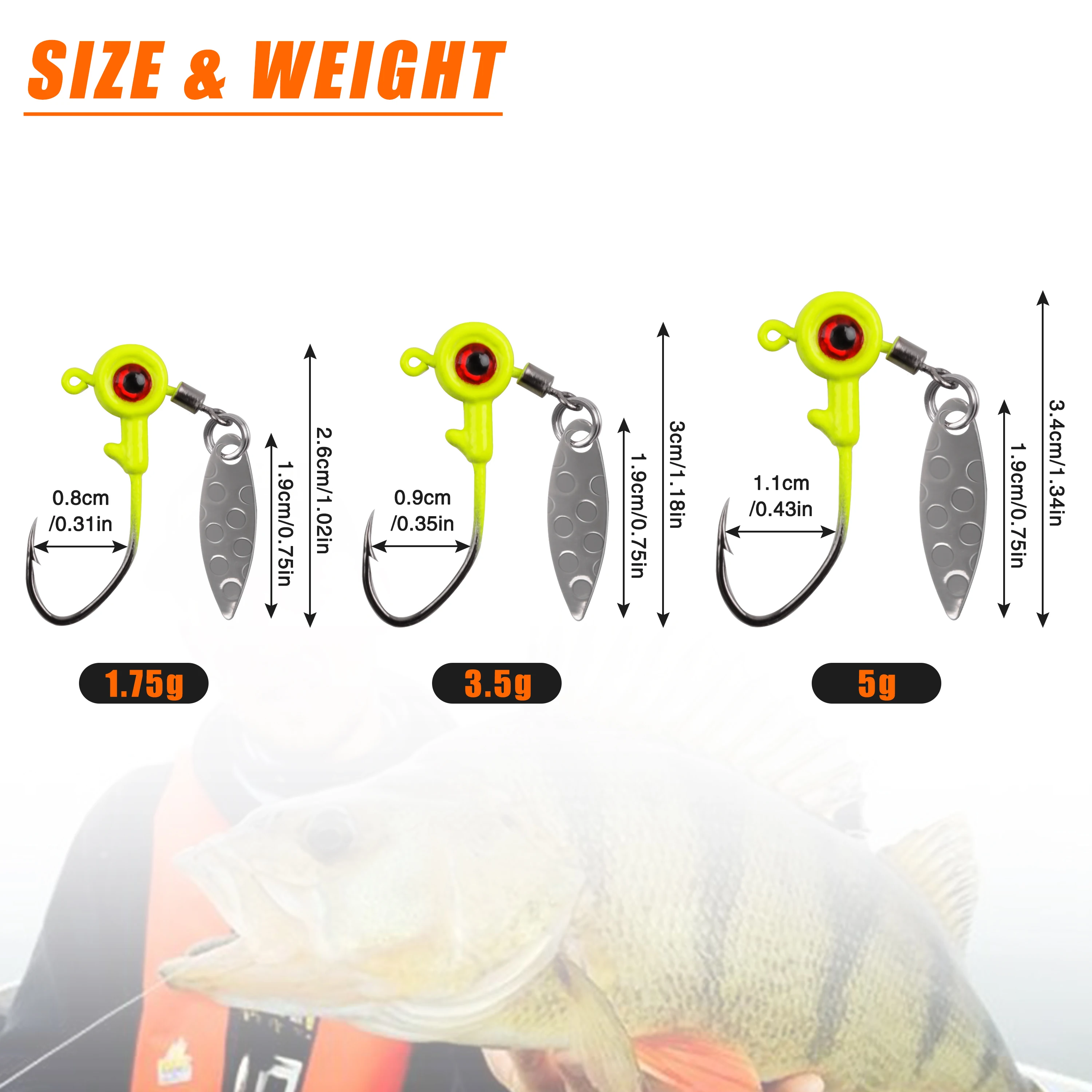 25pcs Fishing Jig Head Hooks with Eye Ball Jig Hook Lure Fishing Jigs with  Plastic Box