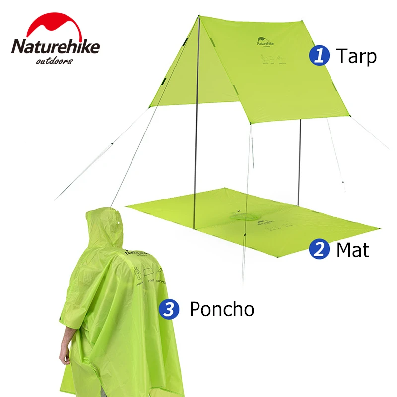 Naturehike Rain Jacket 3 in 1 Multifunction Hiking Rain Poncho Rainwear Clothes Raincoat Bike Lightweight Waterproof Coat
