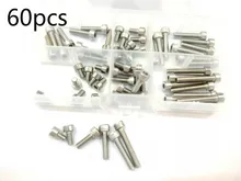 

M4 Hexagon Socket Screws Stainless Steel For Machine Applications Hex Head Cap Screw 60pcs M4*6/8/12/16/20/25