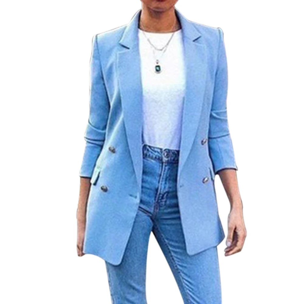 blue CALOFE Блейзер Женский костюм куртки длинные однотонные пальто офисные женские отложной воротник куртка повседневная женская верхняя одежда костюм Блейзер - Цвет: blue
