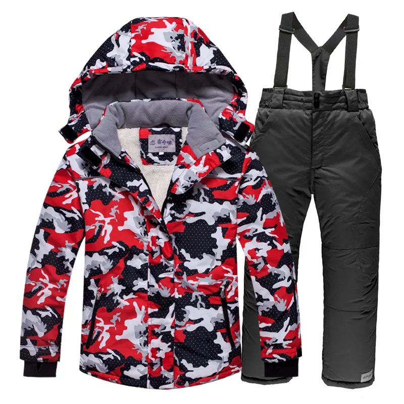 Kids Winter Ski Suit Outdoor Wear Coat Trousers Windproof Waterproof Snowsuit Girls Boys Skiing and Snowboarding Jacket Pants