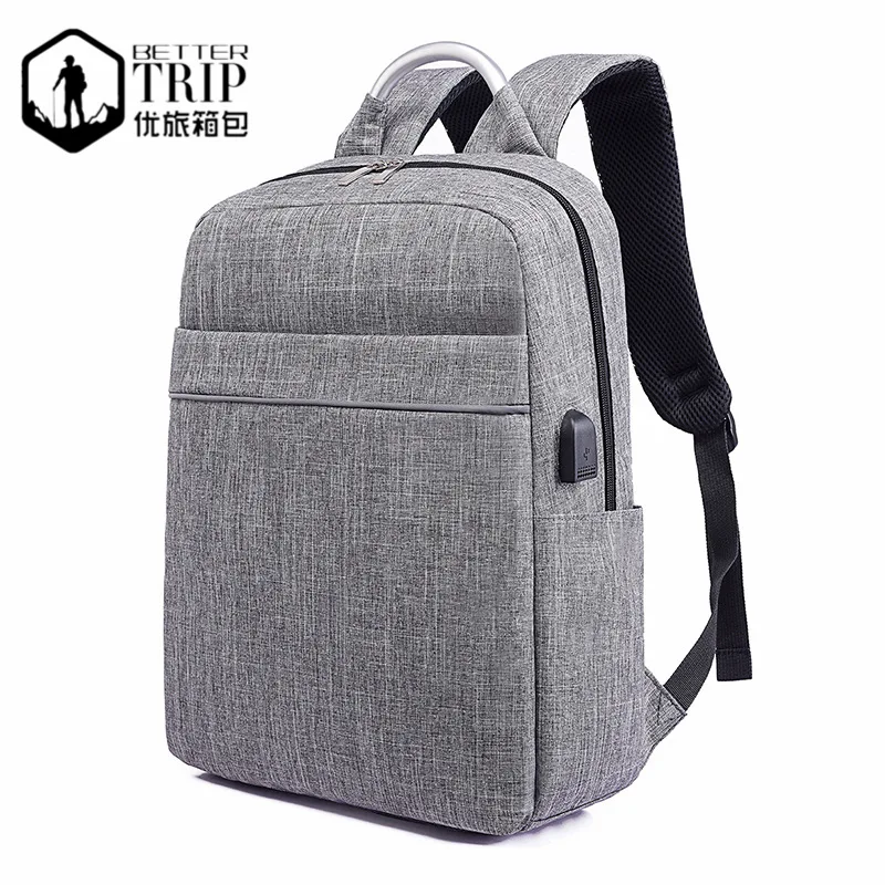 

Casual Gift Bag Solid Color Oxford USB Charging Computer Backpack Business Travel Backpack