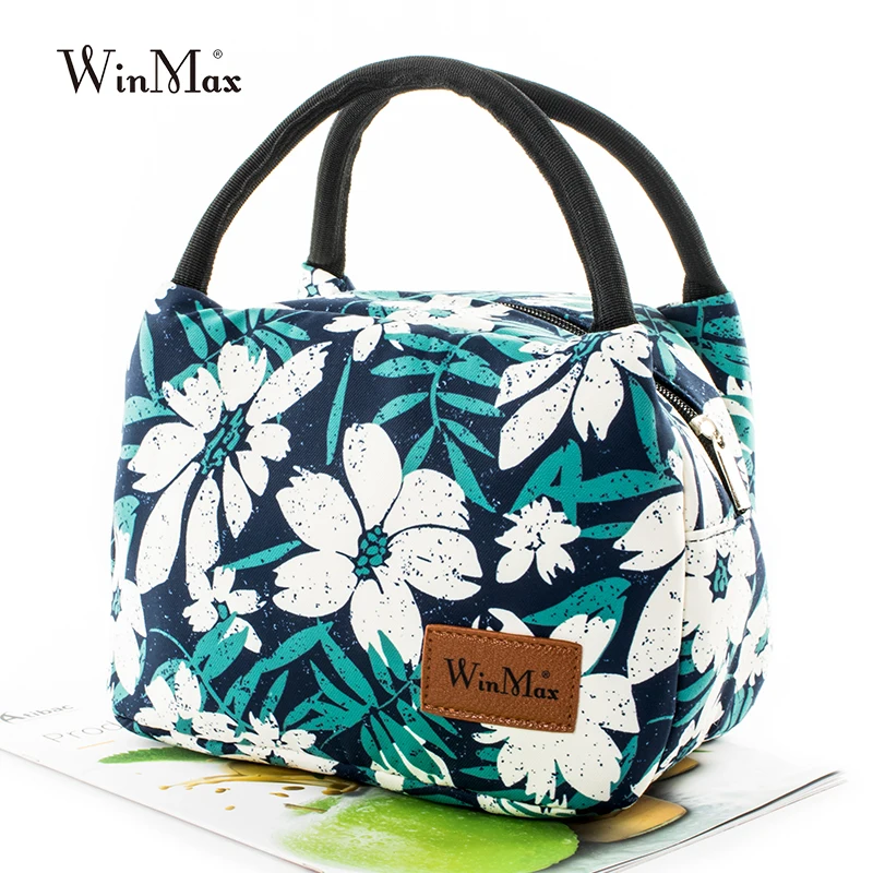 Winmax-bolsas térmicas para el almuerzo con aislamiento, bolsas con estampado Floral, refrigerador, Picnic, fiambrera, bolsa para niños, mujeres, niñas y hombres