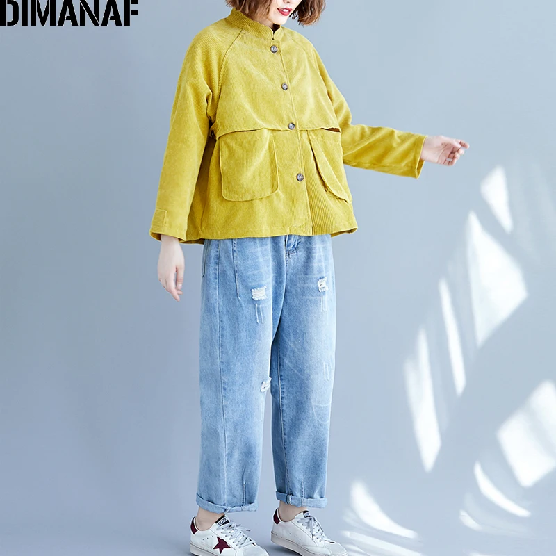 Best  DIMANAF Women Bomber Jacket Coat Big Size Corduroy Thick 2019 Autumn Winter Vintage Female Outerwea