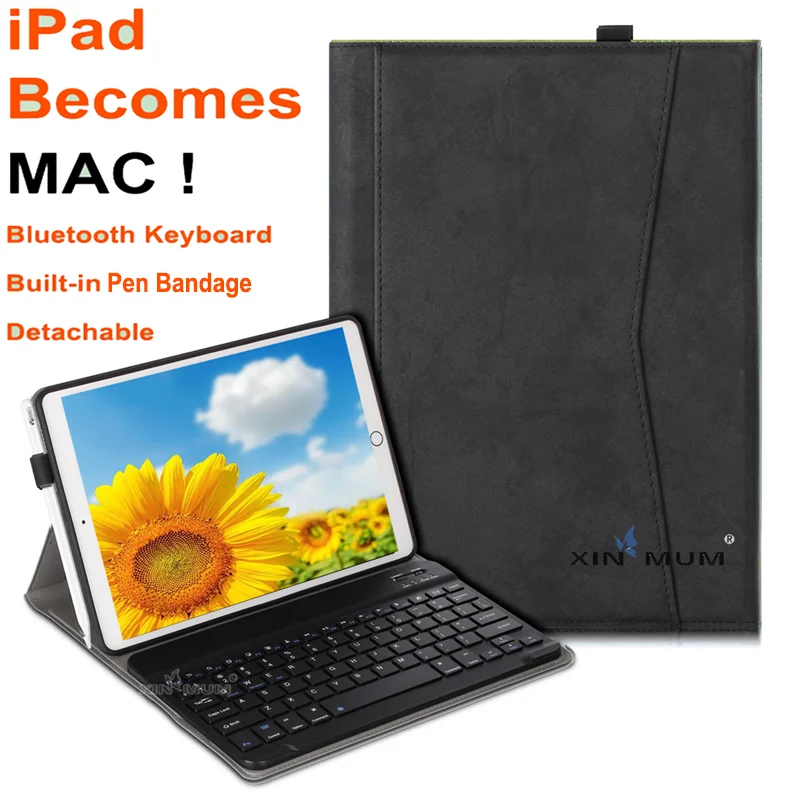 

Wireless Bluetooth Keyboard Case For Apple iPad PRO 10.5 2017 A1701 A1709 PU Leather Cover With Pencil Bandage