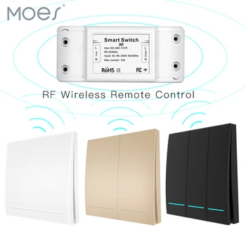 

433Mhz Wireless Smart Switch RF Remote Control Receiver Push Button Controller Wall Panel Transmitter,2 way/3 way Multi-Control
