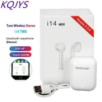 

KQJYS i14 TWS Bluetooth 5.0 Earphone Waterproof Wireless headphones Smart Touch Control sport Earbuds call Siri earpieces pk i30