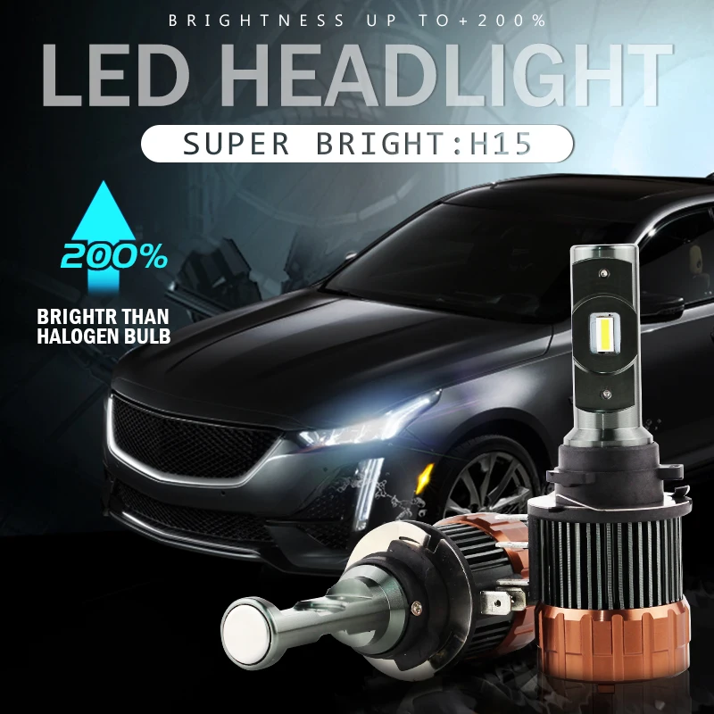 US $30.79 R8 Newest Canbus H15 Car LED Headlight Bulb Plug and Play 6000K 12000LM High Beam DRLs For FORD Edge For Volkswage Golf 67