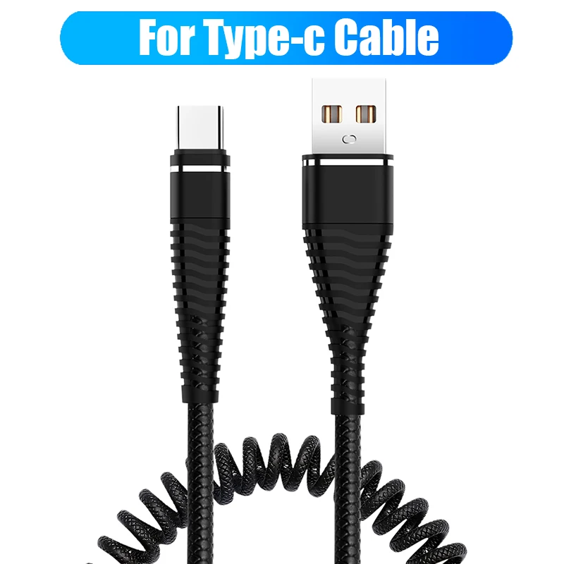 Robotsky пружинный USB кабель type-C для быстрой зарядки и синхронизации данных пружинный USB кабель для зарядки XiaoMi Huawei LeTV Samsung Micro USB - Цвет: black for type-c