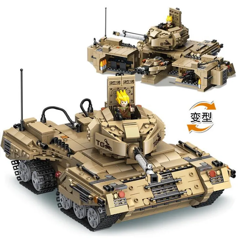 

1435pcs 2 In 1 Deformation Military Tank Building-block Toys Compatible with Legoinglys DIY Educating Children Christmas Gifts