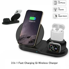 3 In 1 Fast Charging Wireless Charger For Apple Watch 2 3 4 Airpods iPhone X XR 11 Pro Xs Max 8 Plus Samsung A50 S9 S8 Note 9 8
