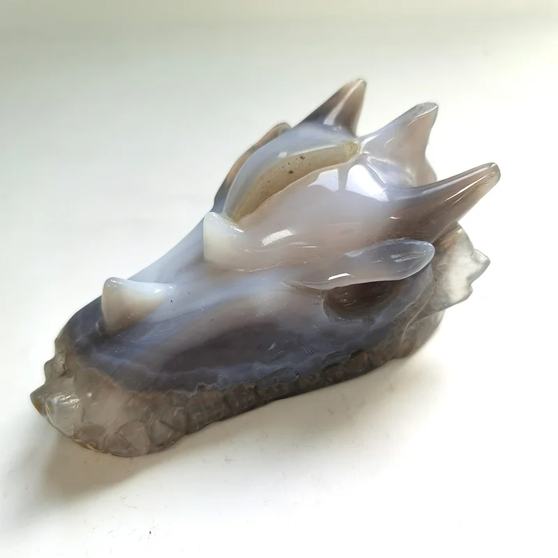 Натуральный агат geode Кристалл череп ручной резной агат драгоценный камень Дракон Череп для украшения дома XSY
