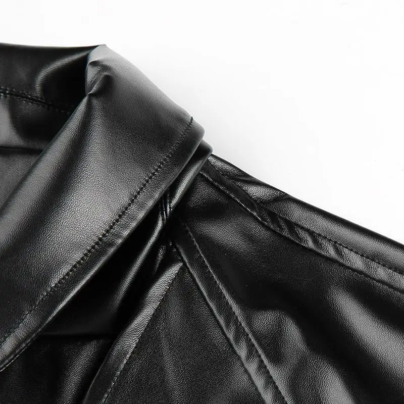 Pu искусственная кожа черный готический плащ для женщин осень зима панк мотоциклетная куртка мото Байкер бандажный Пояс женская верхняя одежда