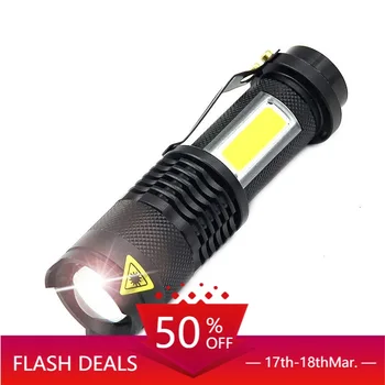 

Mini Portable Working lamp XPE+COB LED Flashlight ZOOM Torch USB Charge +1* Built in 14500 Battery