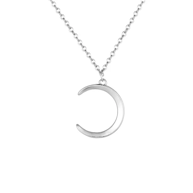 925 Sterling Silver Sweet Smooth Surface Moon Pendant Short Necklace For Women Sterling Silver Jewelry Silver
