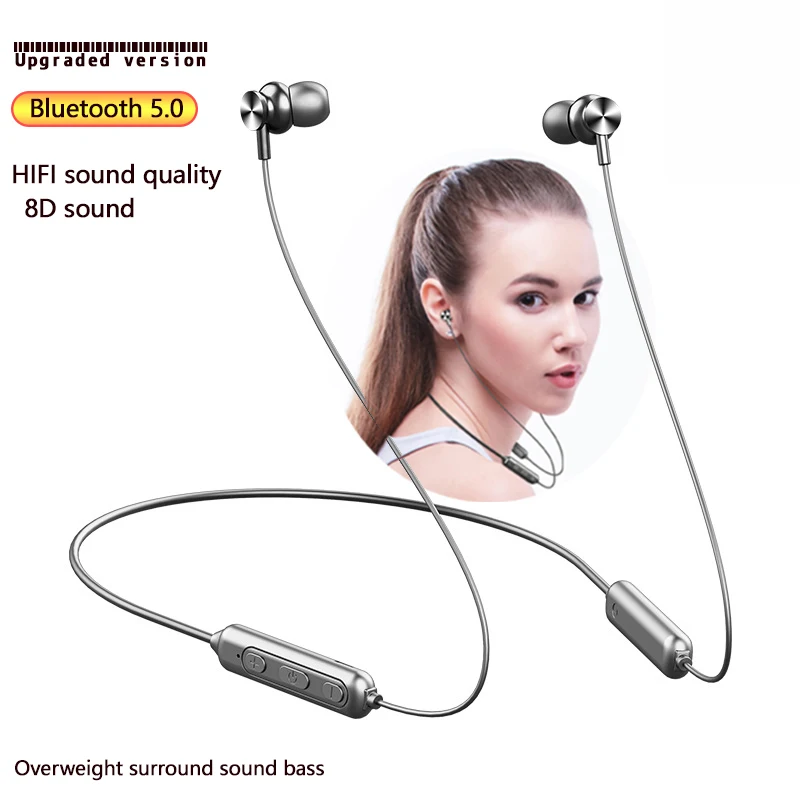 

Wireless Bluetooth5.0 Earphone Y1 Neck-mounted 8D Stereo Surround Subwoofer Waterproof sports earbuds For iPhone Samsung Xiaomi