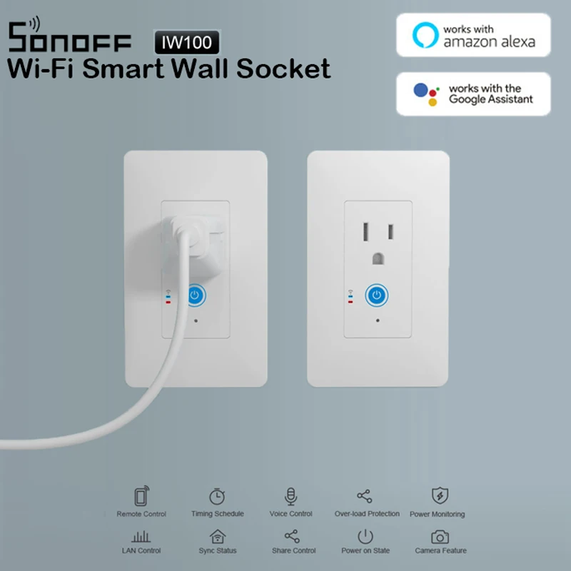 SONOFF IW100/IW101 US Wifi умная настенная розетка переключатель 15A беспроводной контроль мощности переключатели eWeLink приложение Управление работает с Alexa
