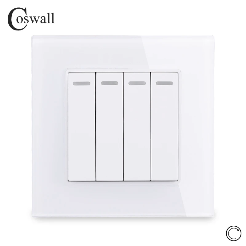 Кристаллическая стеклянная панель Coswall 4 клавиши 1 канал переключатель сброса