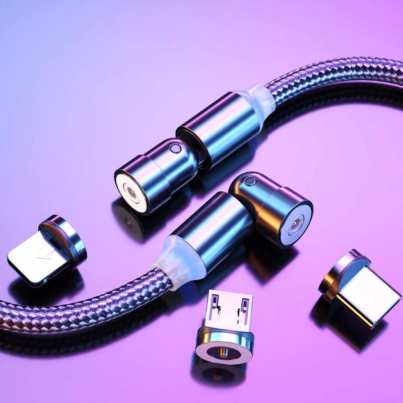 Магнитный кабель с поворотом на 540 градусов Micro USB Type C зарядный Шнур для iPhone X Xiaomi