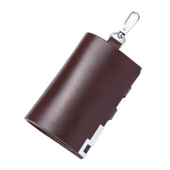 

Holder PU Leather Men Business Purse Keychain Wallet Multifunction Key Case Fashion Solid Simple Carrying Gift Card