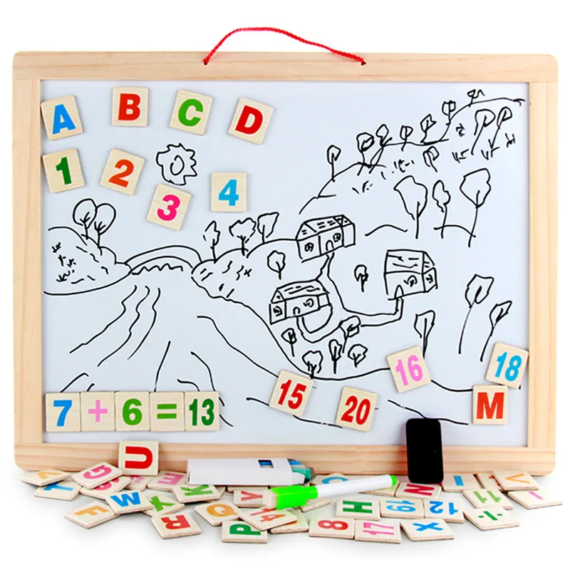 

Wooden Drawing Board Magnetic Double-Sided Cartoon Creative Small Blackboard Writing Board Children Wall Mounted-Household