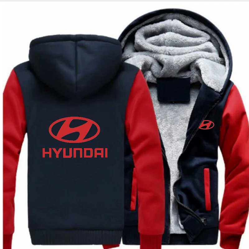4 Бренд автомобиля hyundai красный логотип модный принт зимняя куртка с капюшоном на молнии утолщенная Удобная теплая мужская Толстовка Harajuku пальто - Цвет: 4