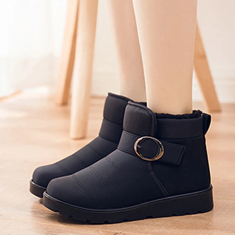 Ботильоны; коллекция года; зимняя обувь; женские зимние ботинки; Botas Mujer; Водонепроницаемая женская обувь на не сужающемся книзу массивном каблуке; повседневные теплые ботинки на плоской платформе