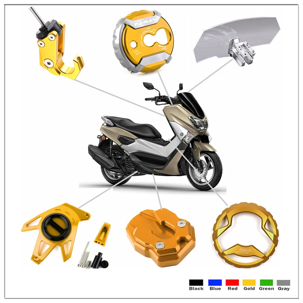 

Motorcycle Accessories Parts For YAMAHA NMAX 155 ABS Engine Fuel Tank Key Cover WindScreen Side Bracket Pad mtb motorbike