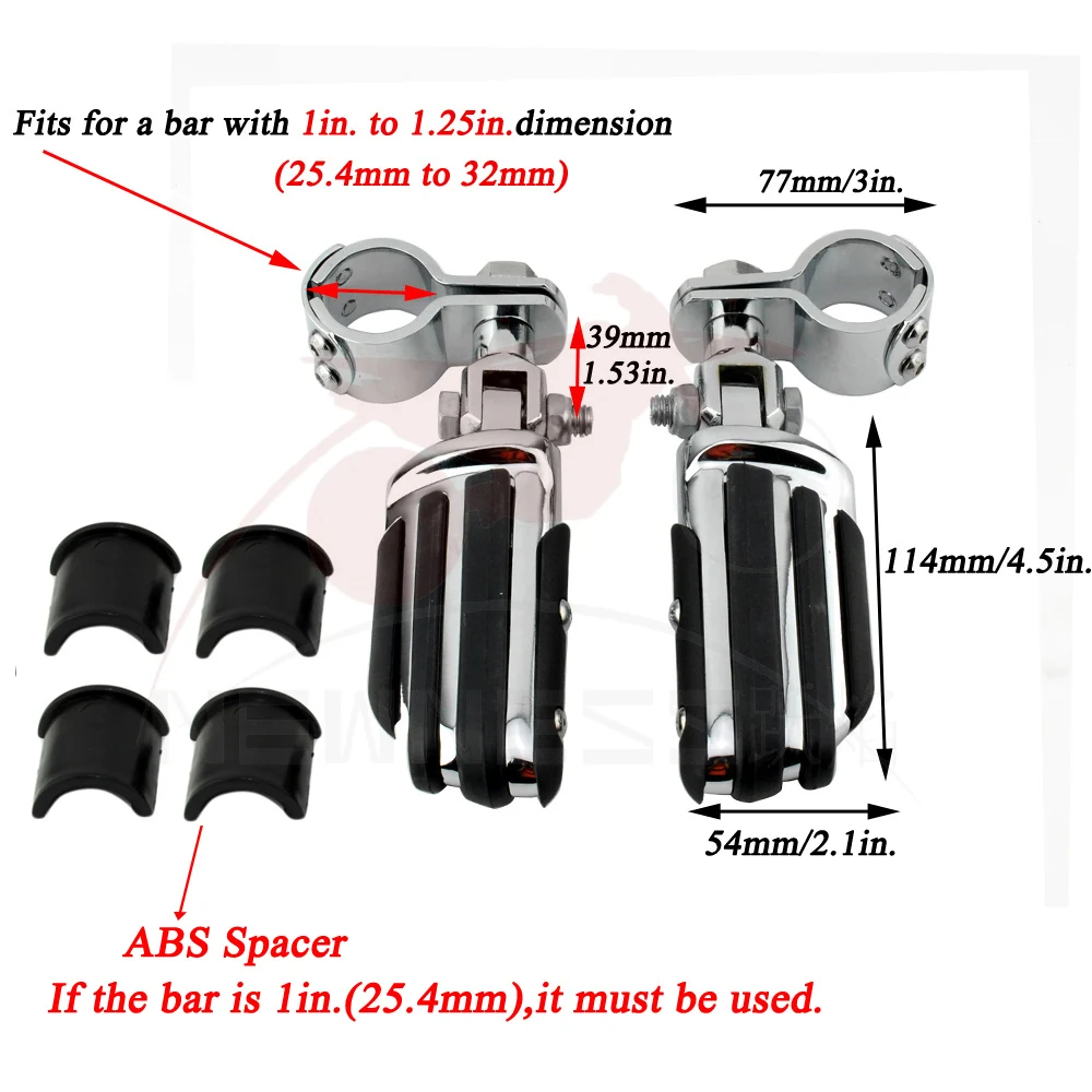 Универсальный 25 мм 32 мм " 1,25" двойной резиновый мотоцикл автострада Crash Bar Clamp Footpeg подножка двигателя Защита ног Peg Для Harley