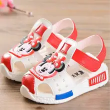 Disney/Детская Нескользящая пляжная обувь с мягкой подошвой с Микки Маусом и Минни; сандалии для мальчиков и девочек; обувь для маленьких девочек