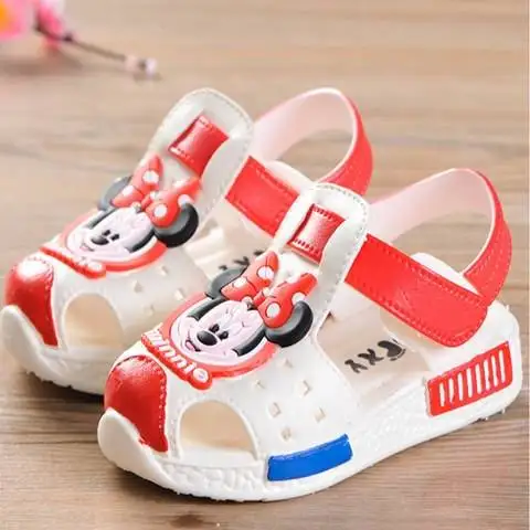 

Disney children Mickey mouse Minnie non-slip soft bottom beach shoes boys and girls sandals baby first walker big girl shoes