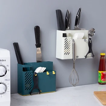 

4 Colors Household Kitchen Tableware Ventilated Drain Storage Box Large Capacity Three Grid Spoon Knife and Fork Storage Basket