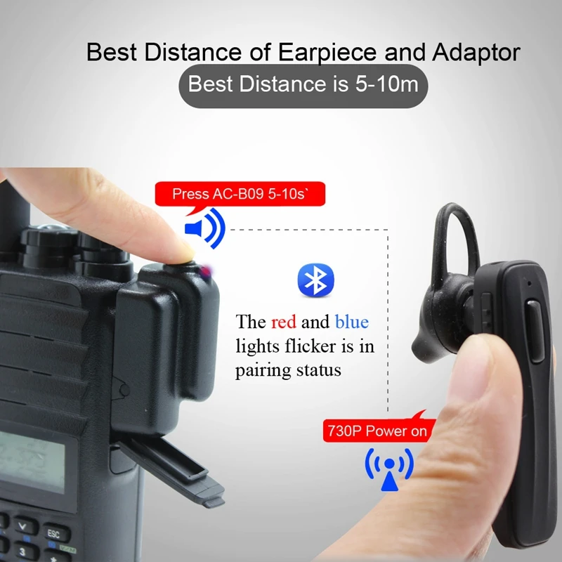 Bluetooth гарнитура AC-B09 для BAOFENG UV-5R 5RA/B/C/D/E UV-3R