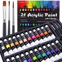 

12ML Professional Acrylic Paint 12/24 Colors Waterproof Fabric Paints Drawing Fabric Set Art Supplies For Students Artists
