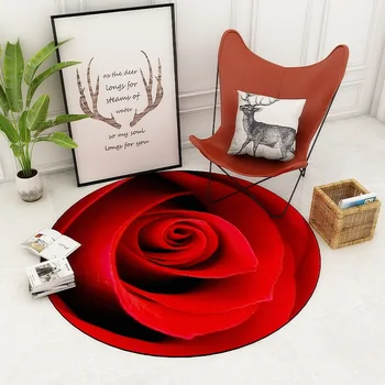 

Round 3D Geometry Printed Living Room Carpet Computer Chair Area Rug Children Bedroom Floor Sitting Pad Non-slip Bathroom Mat