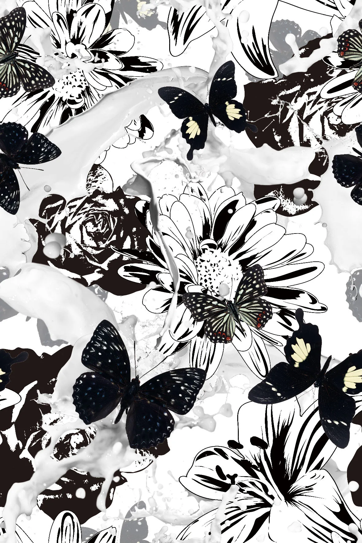 Flowers butterfly digital printing cloth garment textile sewing diy jewelry materials thousands of patterns customization | Дом и сад