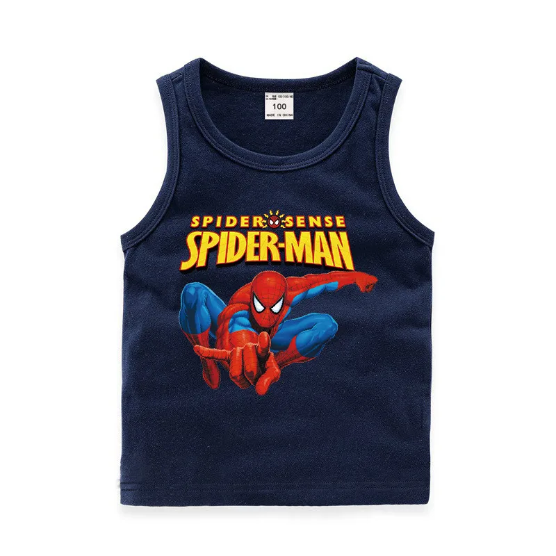 Disney Children's Vest Spider-Man Printed Cartoon Round Neck Cotton Home Cool Children 1pcs T-shirt | Детская одежда и обувь