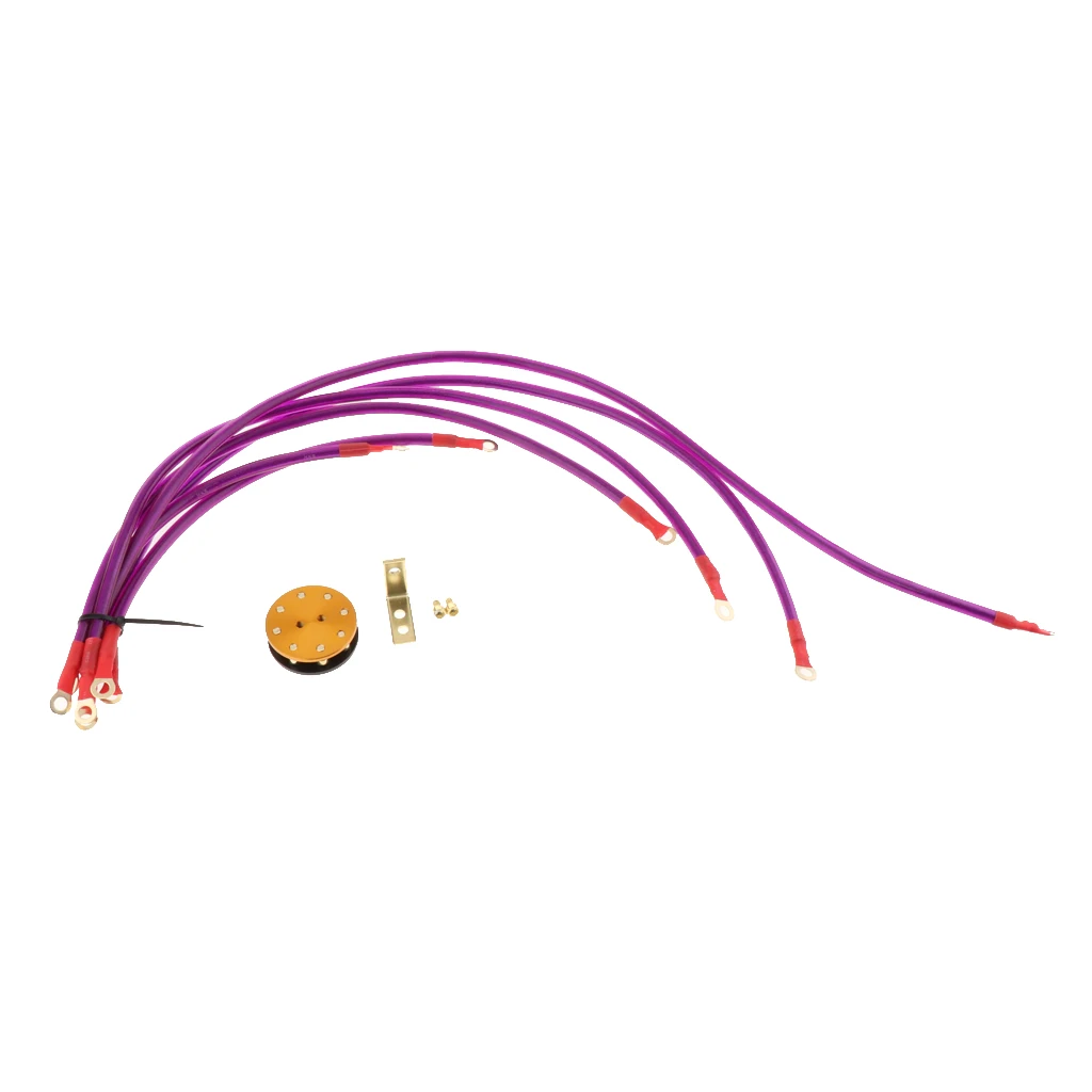 Purple 6-Point Car Earth/Grounding Cable System Wire Kit Racing Grounding Cable Wire with Screw Bracket Kit