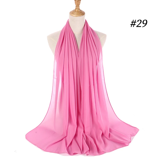 women plain bubble chiffon scarf hijab wrap printe solid color shawls headband women hijabs scarves/scarf 60 colors COLOR 29