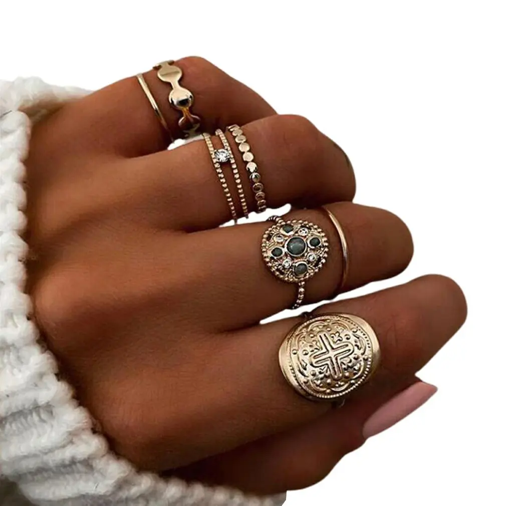 2020 Latest Bohemian Rings Sets For Women Vintage Buddha Statue Zodiac Lotus Charm Joint Ring Wedding Jewelry Dropping Fast Ship | Украшения