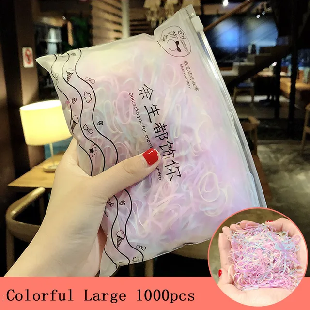 1000pcs/Pack Girls Colorful Small Disposable Rubber Bands Gum For Ponytail Hold Scrunchie Hair Bands Fashion Hair Accessories colorful 12