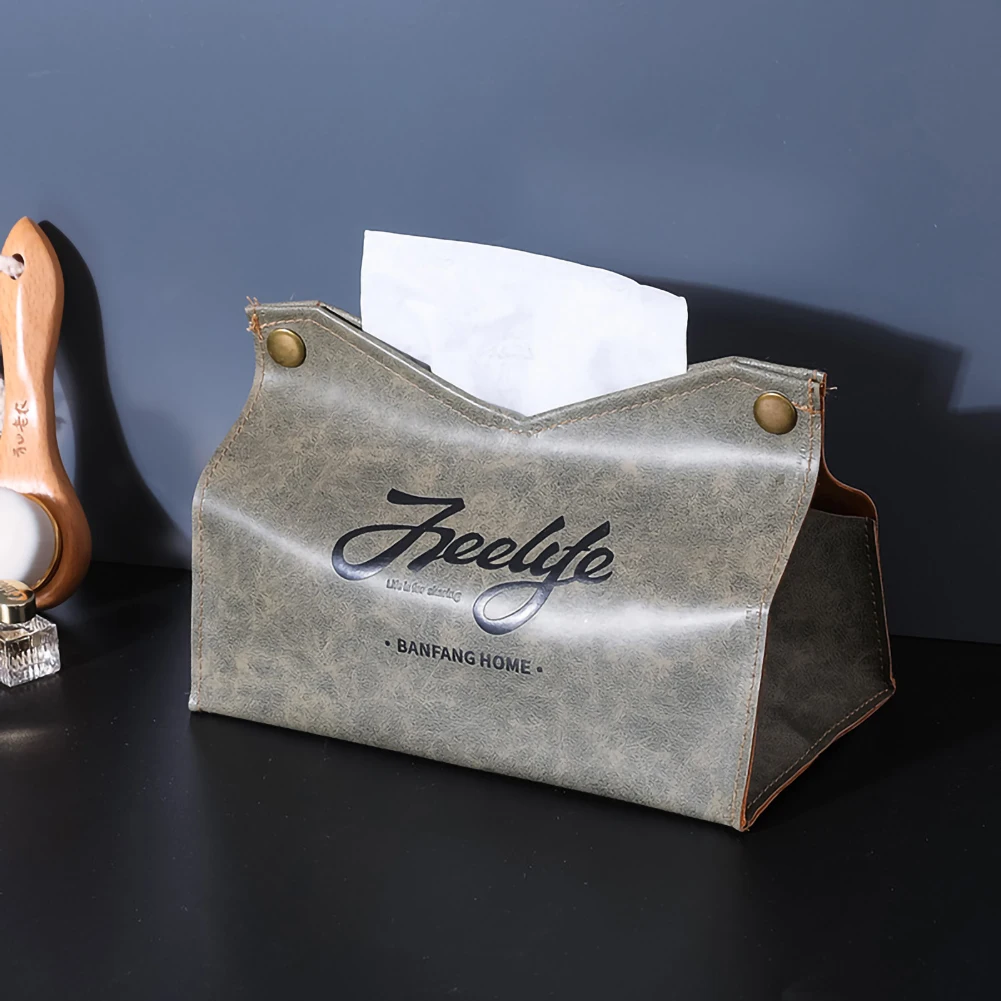 

Tissue Case Box Container PU Leather Napkin Tissue Holder Home Car Towel Napkin Papers Bag Holder Box Case Pouch Table Kitchen