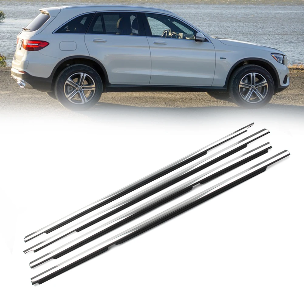 

Car Weatherstrip Window Moulding Trim Door Seal Belt Molding For Mercedes Benz GLC X253 2015 2016 2017 2018 2019 4Pcs Chrome