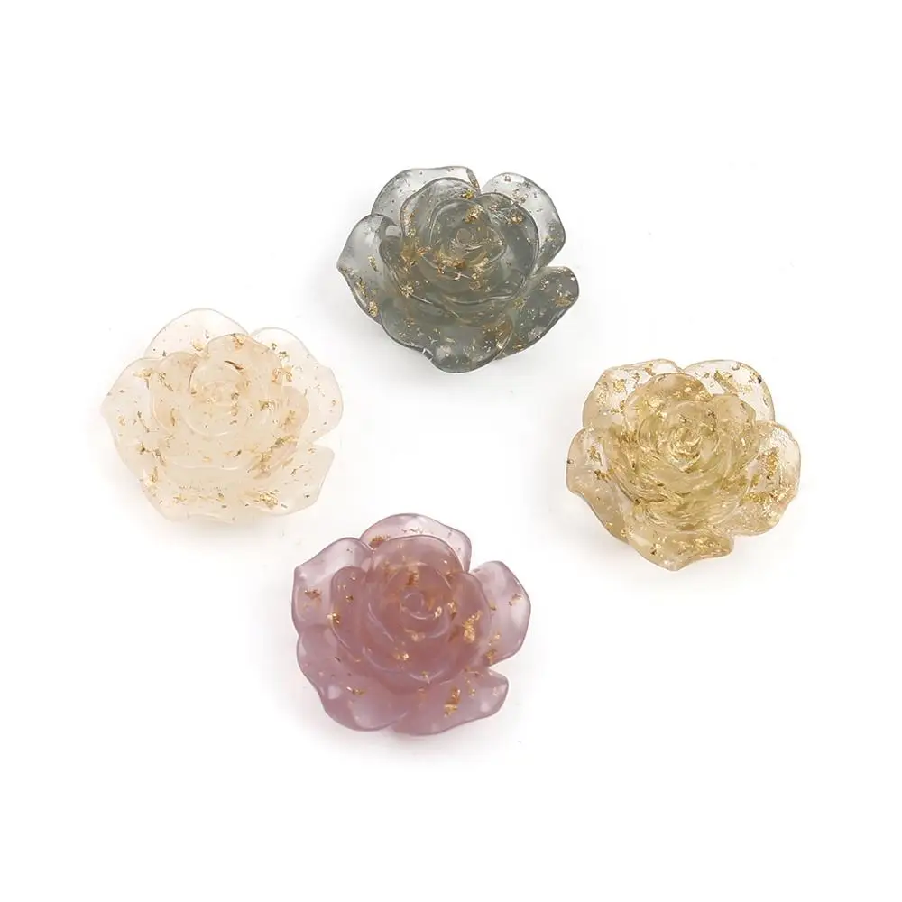 

Doreen Box Fashion Resin Dome Seals Cabochon Flower Colorful Gold Color Foil DIY Making Jewelry Findings 22mm x 22mm, 10 PCs