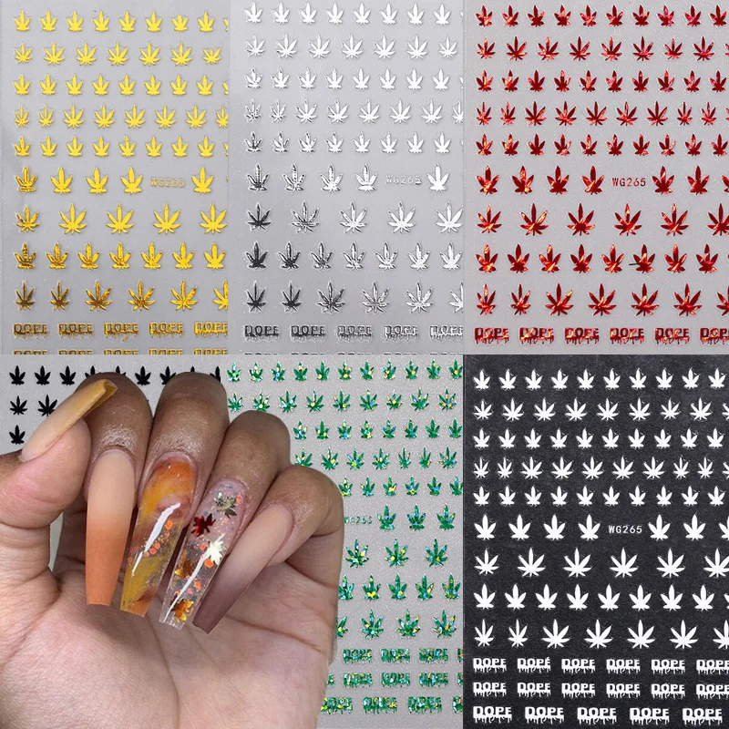 

1/3pcs Maple Leaf Letters Flower Nail Sticker DIY Holographic Summer Water Transfer Slider DIY Nail Decal Nail Art Decorations