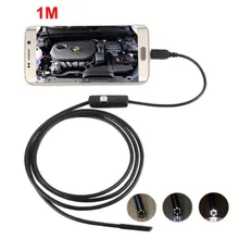1 м 7 мм эндоскоп камера Гибкая IP67 водонепроницаемый осмотр бороскоп камера безопасности для Android ПК ноутбук 6 светодиодов регулируемый